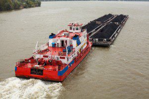 red push boat barge